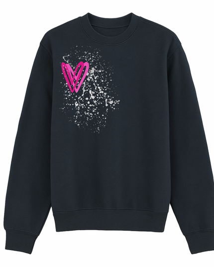 Hot Pink/Silver Heart Printed Sweatshirt Adults