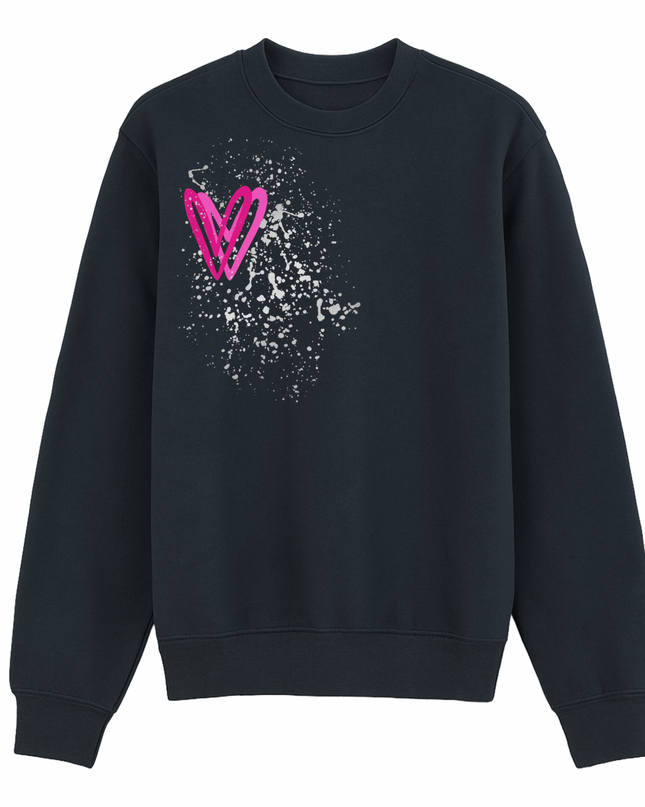 Hot Pink/Silver Heart Printed Sweatshirt Kids