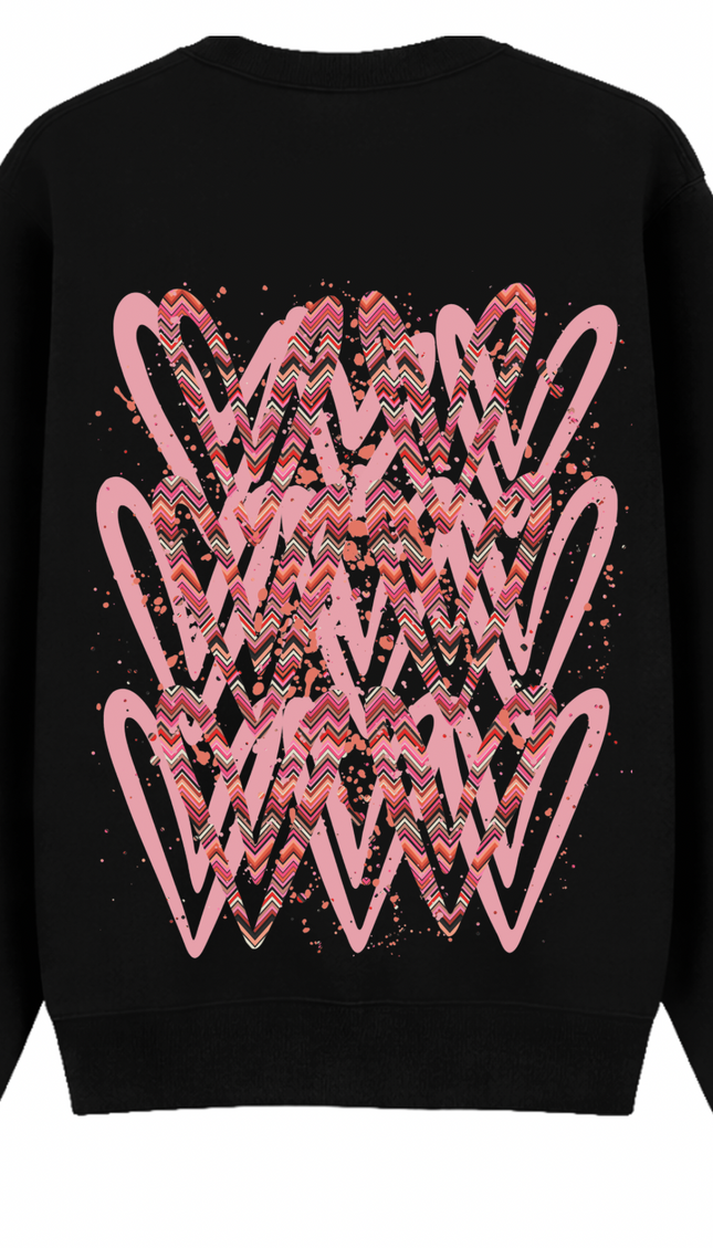 Coral Zig Zag Heart Printed Sweatshirt – image 7