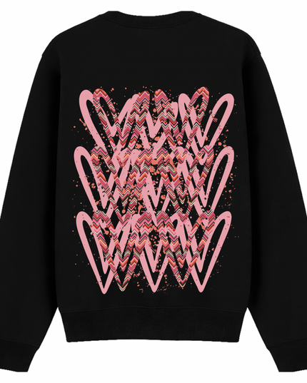 Coral Zig Zag Heart Printed Sweatshirt Adults