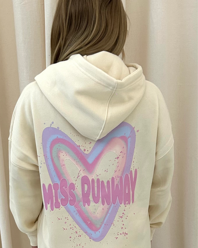 Miss Runway Pastel Heart Printed Hoodie Adults