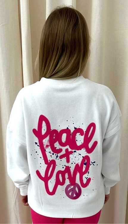 Peace & Love Graffiti Sweatshirt White