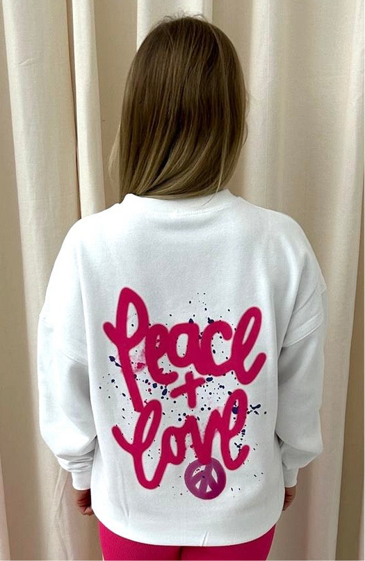 Peace & Love Graffiti Sweatshirt White