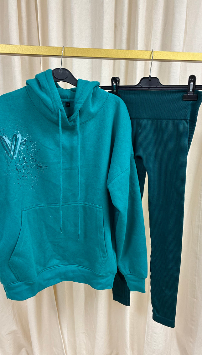 Teal Heart Printed Hoodie & Leggings by Miss Runway – image 2