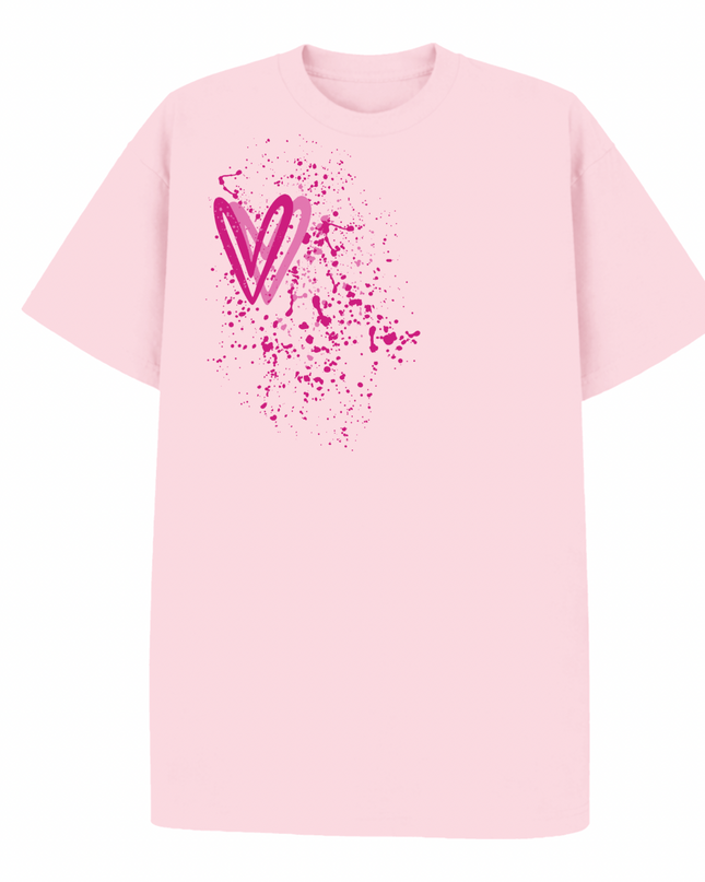 Hot Pink Heart Printed T-shirt Adult
