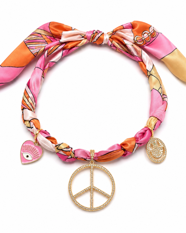Endless Opulence Bandanna Choker Pink & Orange