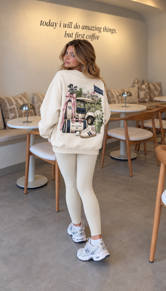 Back of the Play Pretty kids' sweatshirt in cream with an illustrated print
