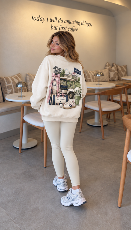 Back of the Play Pretty kids' sweatshirt in cream with an illustrated print
