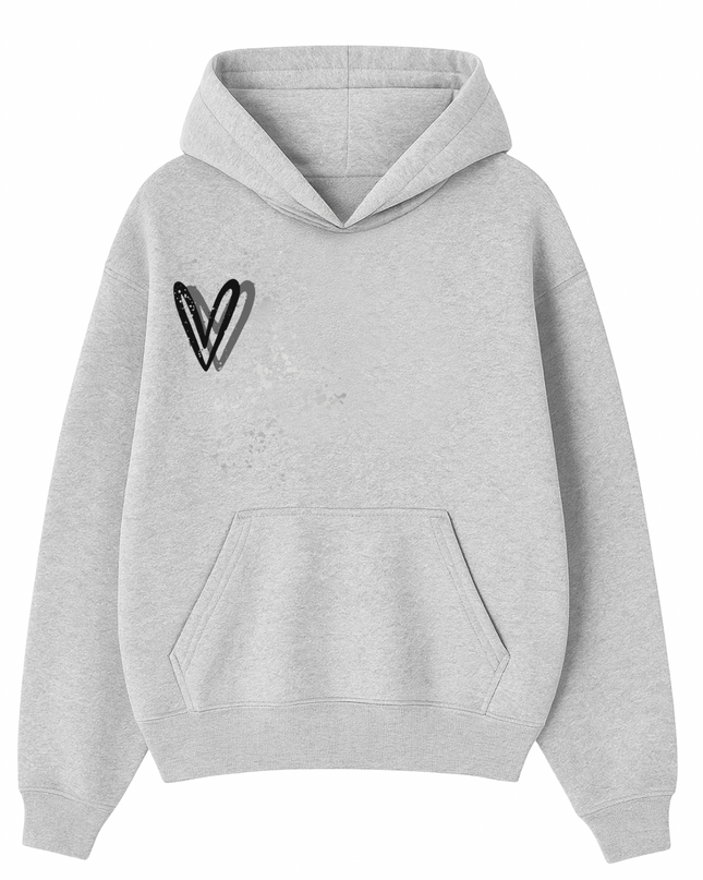 Black Heart Printed Hoodie Kids