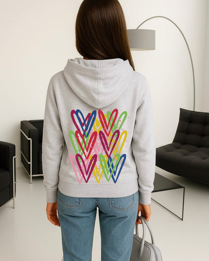 Colourful Heart Printed Hoodie