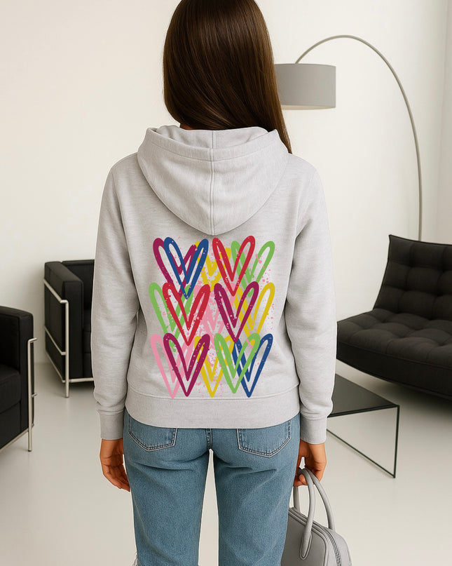 Colourful Heart Printed Hoodie