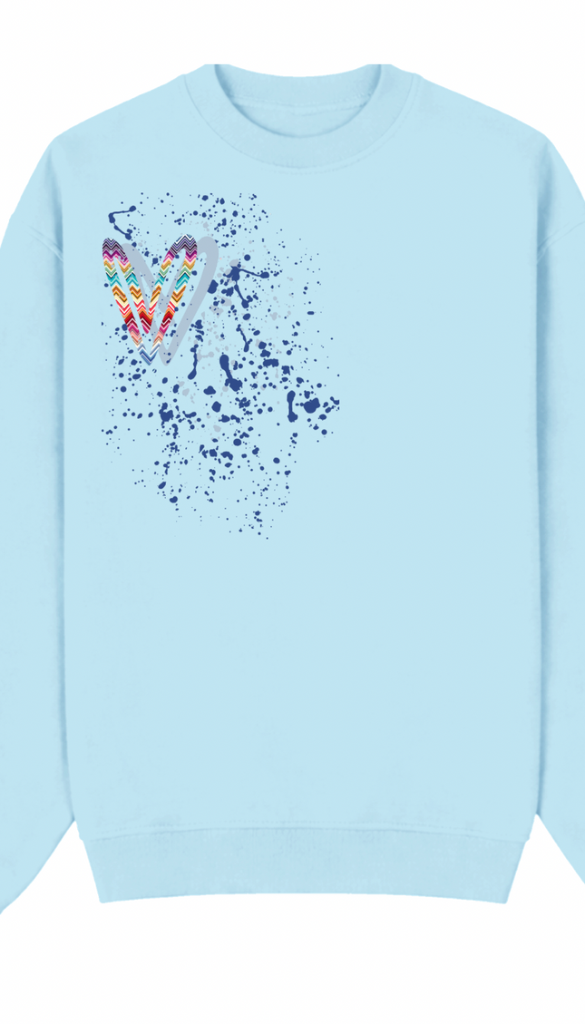 Multicoloured Zig Zag Heart Printed Sweatshirt – image 6