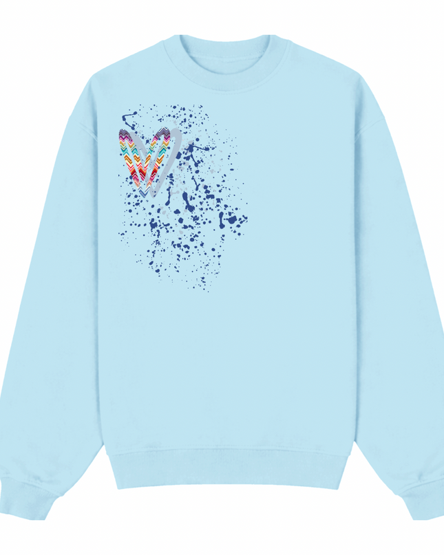 Multicoloured Zig Zag Heart Printed Sweatshirt Kids