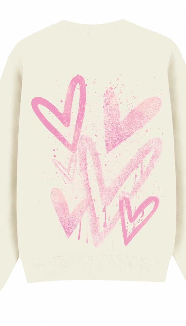 Pink Scatter Heart Printed Sweatshirt – image 5