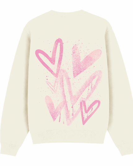 Pink Scatter Heart Printed Sweatshirt Adults