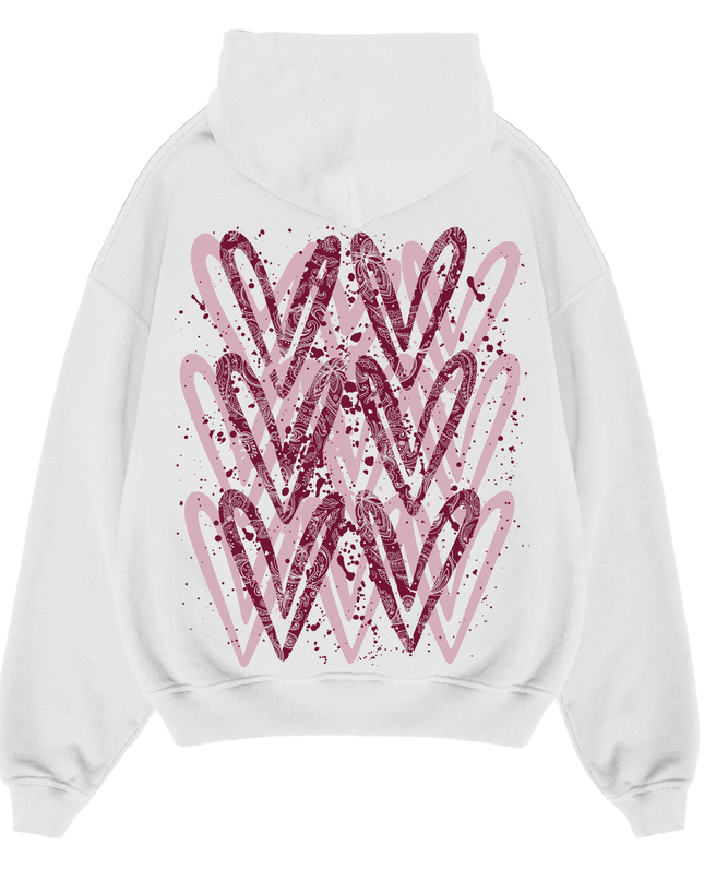 Burgundy Paisley Heart Printed Hoodie Adults