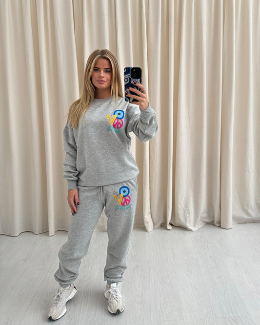 XOXO Graffiti Sweatshirt Tracksuit Grey