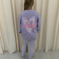 Miss Runway Pastel Heart Graffiti Sweatshirt Legging Set Lilac