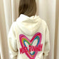 Miss Runway Multicolour Heart Graffiti Hoodie Cream