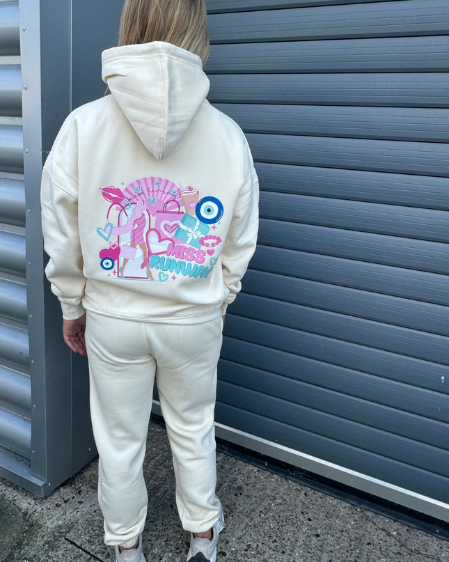 Miss Runway Hooded Tracksuit Cream