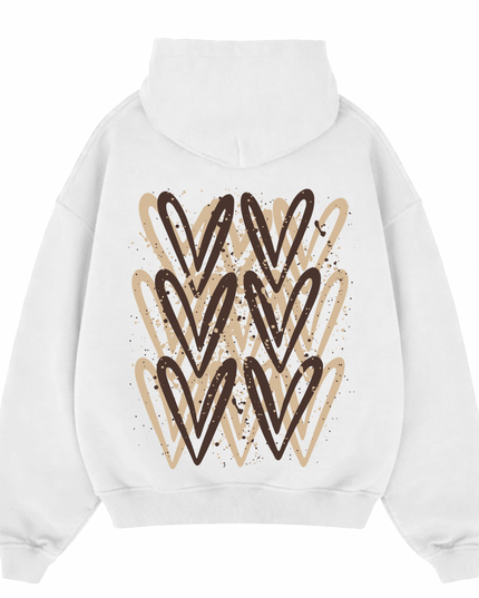 Brown Heart Printed Hoodie Kids