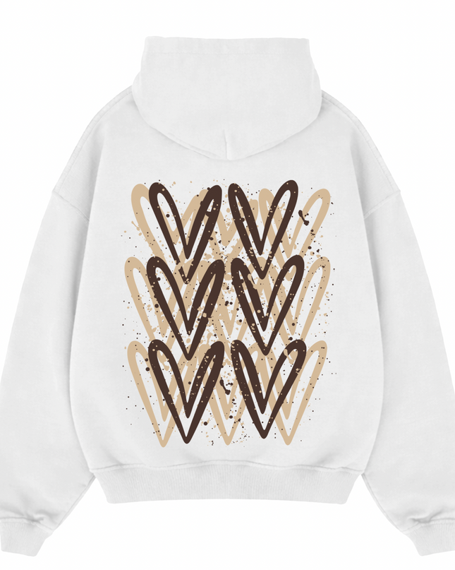 Brown Heart Printed Hoodie Adults