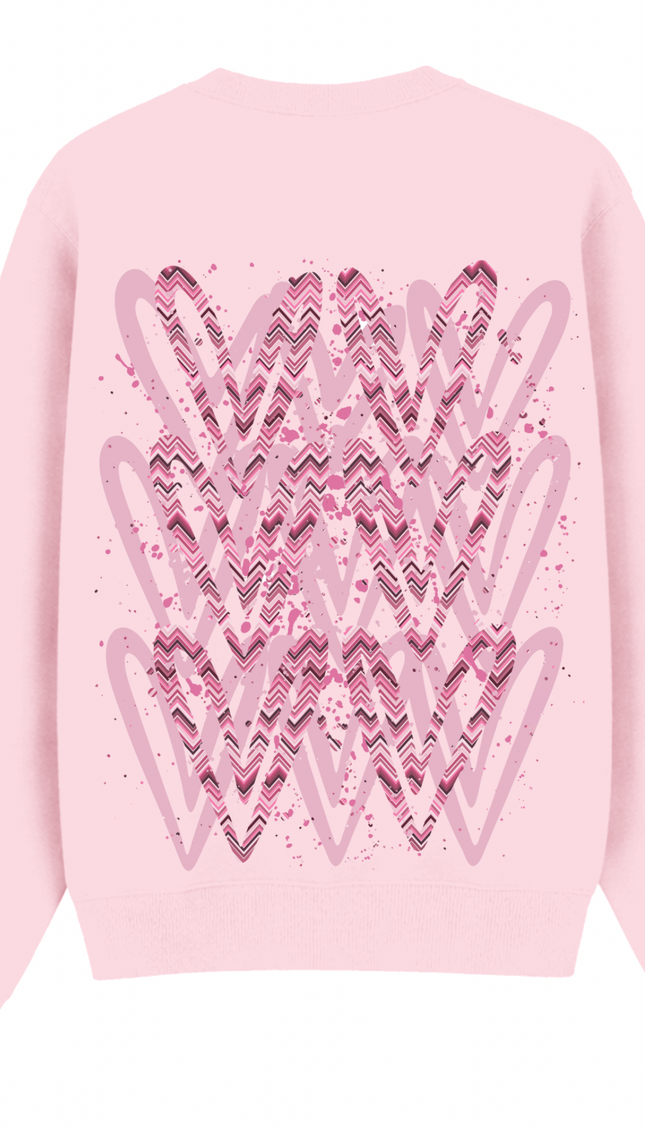Pink Zig Zag Heart Printed Sweatshirt – additional view