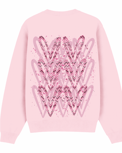 Pink Zig Zag Heart Printed Sweatshirt Adults