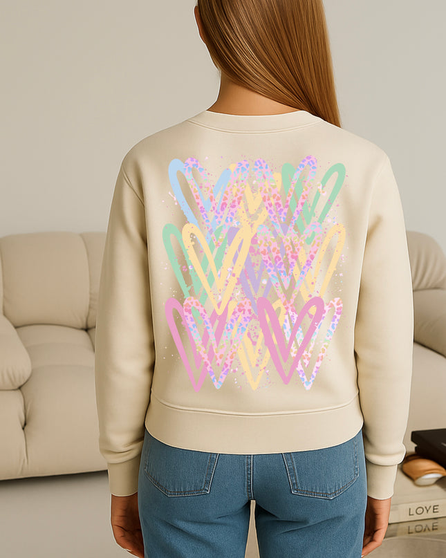 Pastel Leopard Heart Printed Sweatshirt