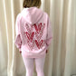 Pink & Red Candy Cane Graffiti Hoodie And Legging Set Pink