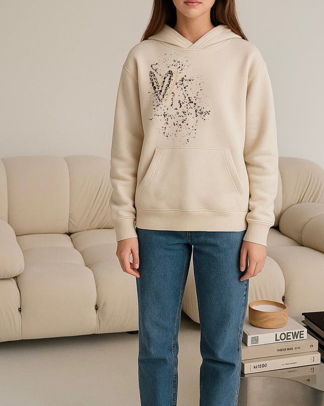 Brown Leopard Heart Printed Hoodie