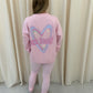 Miss Runway Pastel Heart Graffiti Sweatshirt Legging Set Pink