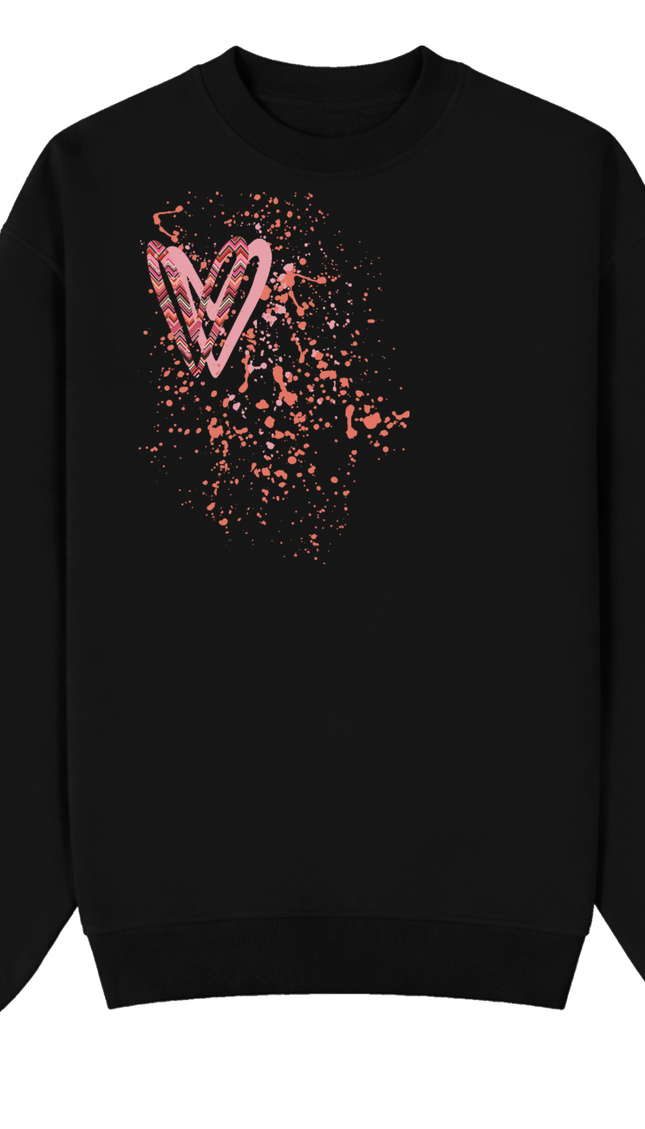 Coral Zig Zag Heart Printed Sweatshirt – image 8