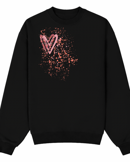 Coral Zig Zag Heart Printed Sweatshirt Adults