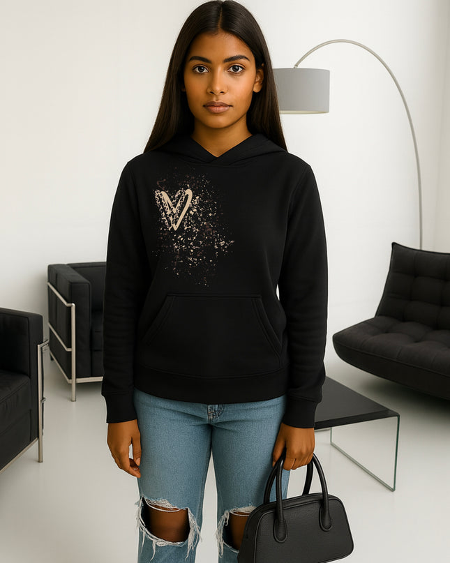 Brown Leopard Heart Printed Hoodie