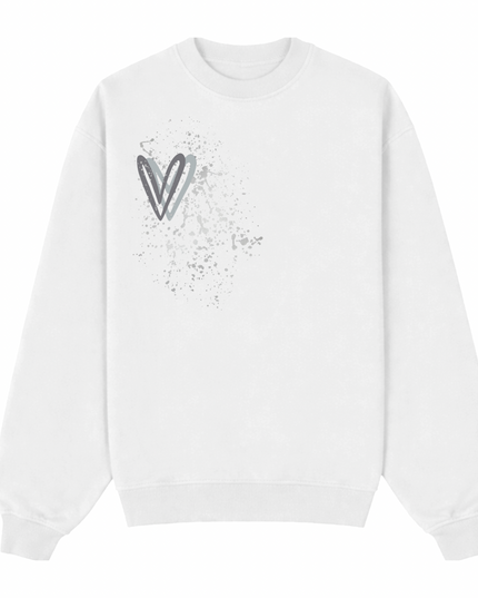 Grey Heart Printed Sweatshirt Adults
