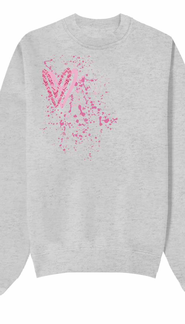 Hot Pink Zig Zag Heart Printed Sweatshirt – image 8
