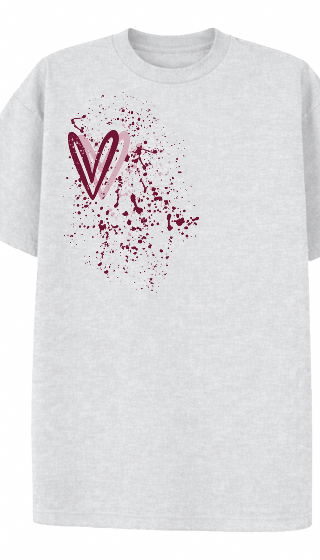 Burgundy Heart Printed T-shirt by Miss Runway – image 2