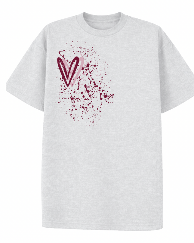 Burgundy Heart Printed T-shirt Adult