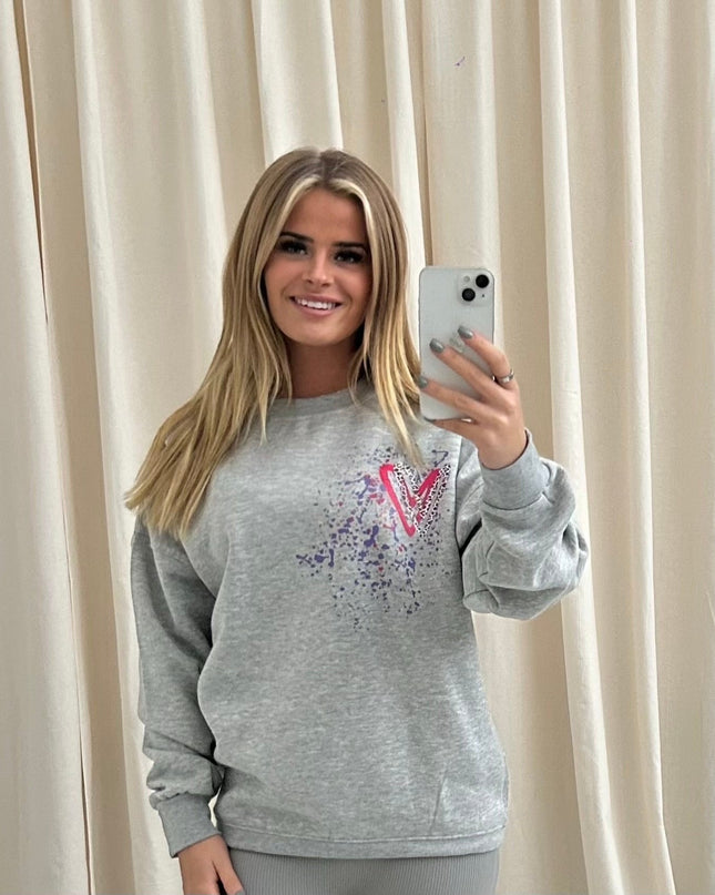 Multicoloured Leopard Heart Printed Sweatshirt Adults