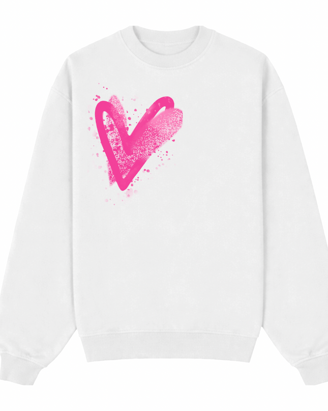 Hot Pink Scatter Heart Printed Sweatshirt Kids