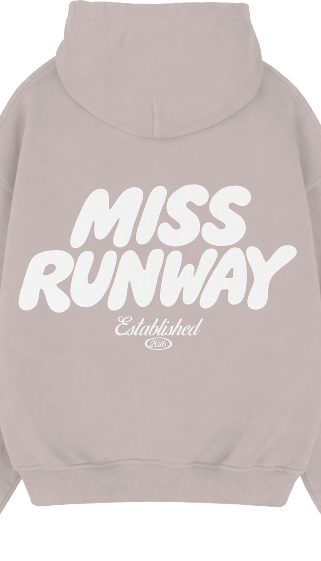 Miss Runway Established Hoodie Dove Grey/White – adult printed hoodie by Miss Runway