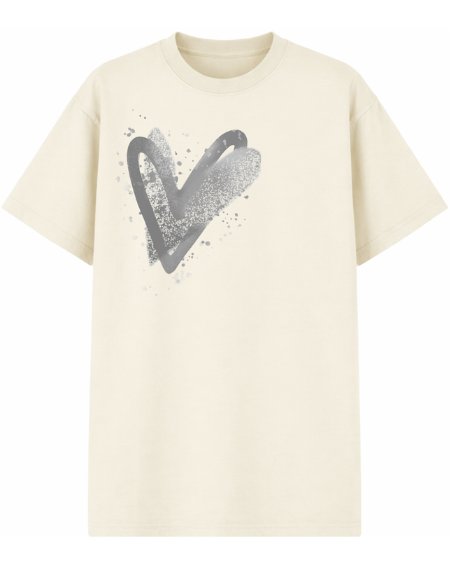 Grey Heart Printed T-shirt Adult