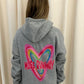 Miss Runway Multicolour Heart Graffiti Hoodie Grey