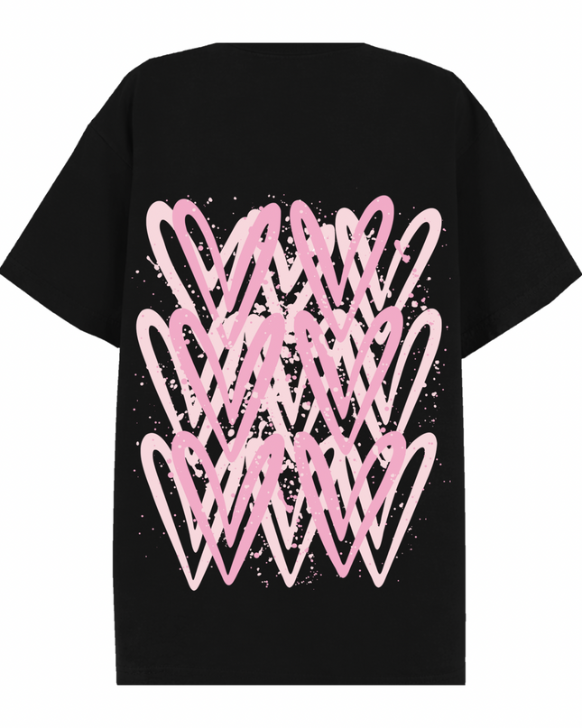 Pink Heart Printed T-shirt Adult