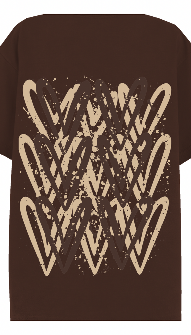 Brown Heart Printed T-shirt – image 7
