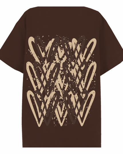 Brown Heart Printed T-shirt Adult