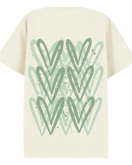 Sage Green Heart Printed T-shirt Kid