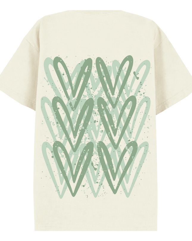 Sage Green Heart Printed T-shirt Adult