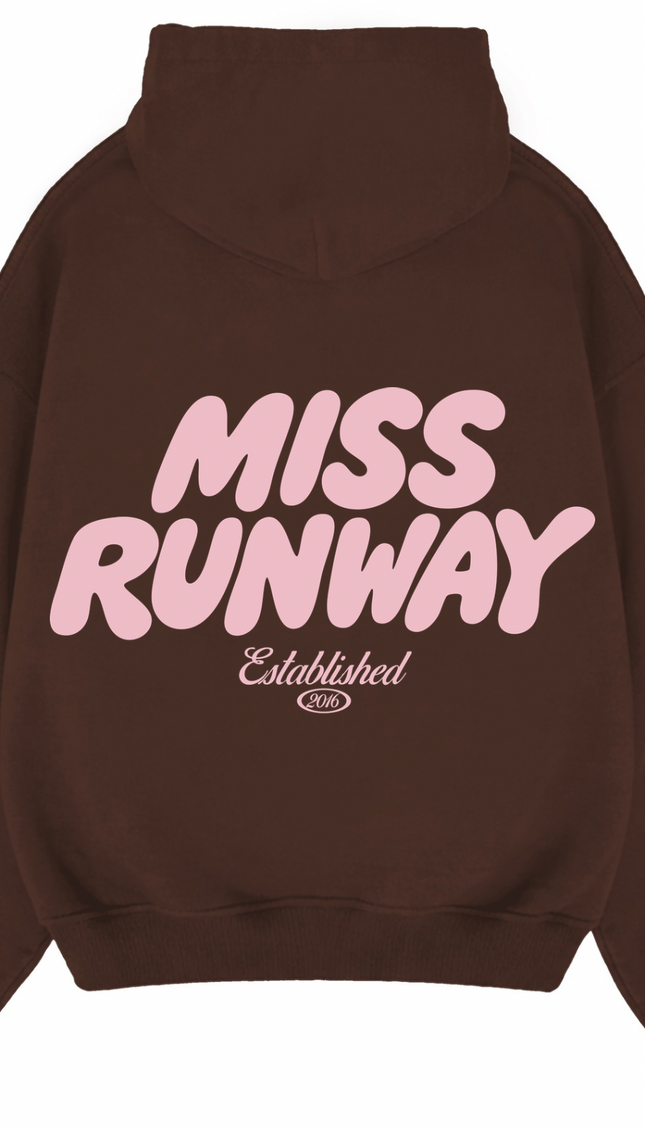 Miss Runway Established Hoodie Brown/Pink – adult printed hoodie by Miss Runway